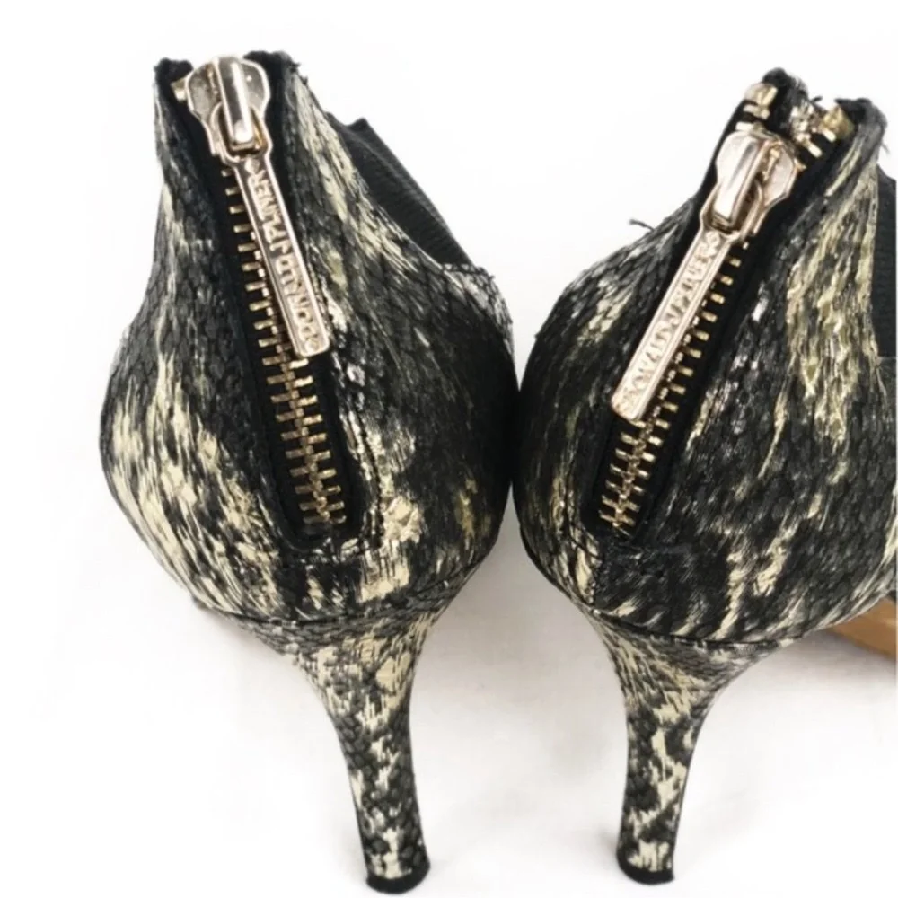 Donald J Pliner Bootie Pumps Sassi Platino Brocade Open Toe Heel Size 8